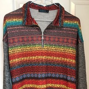 Fashion Express small top; serape design; pockets